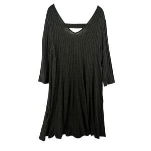 Torrid Size 2 2x Sweater Dress Knee Length Long Sleeve Ribbed Black Open Back